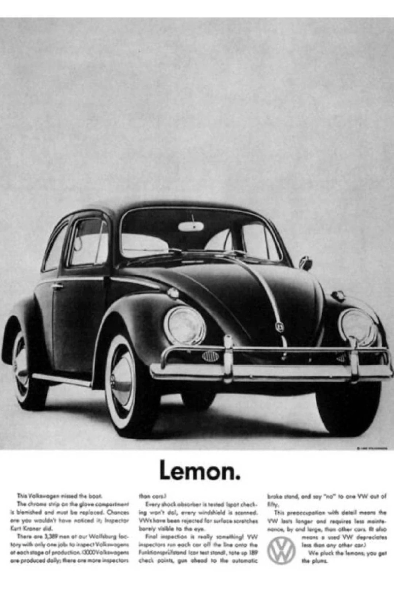Vintage auto ad: Volkswagon Lemon